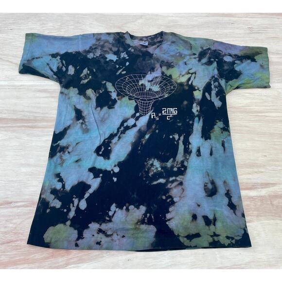 VTG FRUIT OF THE LOOM 80s Black Hole Shirt Short Sleeve Men Black Tie-Dye SZ. XL - Picture 1 of 5